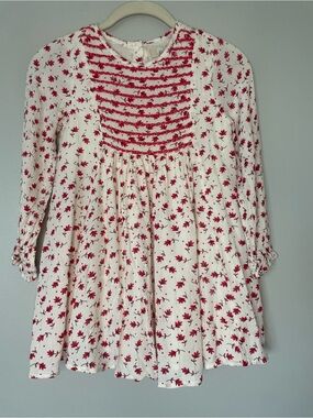 Peek Red Floral Print Long Sleeve Dress